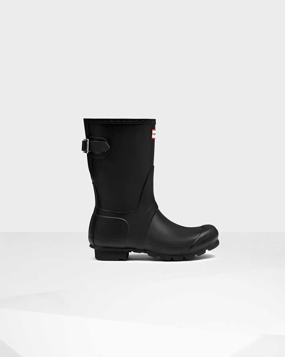 Hunter Original Short Back Adjustable Women's Rain Boots NZ-18220U Black